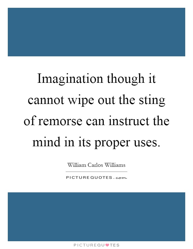 Imagination though it cannot wipe out the sting of remorse can instruct the mind in its proper uses Picture Quote #1