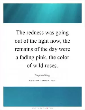 The redness was going out of the light now, the remains of the day were a fading pink, the color of wild roses Picture Quote #1