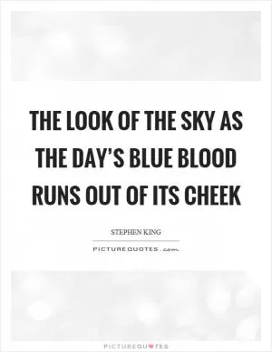 The look of the sky as the day’s blue blood runs out of its cheek Picture Quote #1