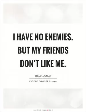 I have no enemies. But my friends don’t like me Picture Quote #1