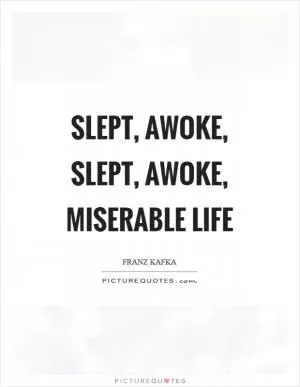 Slept, awoke, slept, awoke, miserable life Picture Quote #1