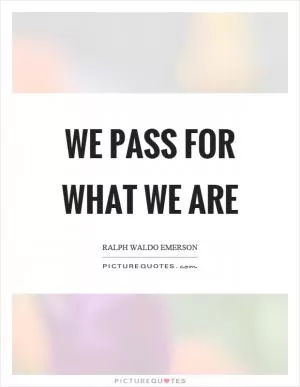 We pass for what we are Picture Quote #1