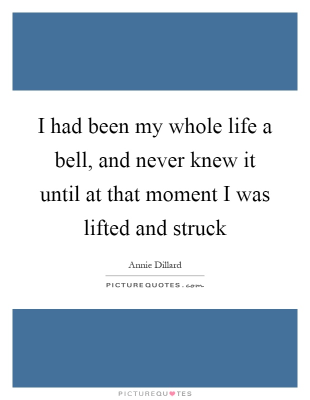 I had been my whole life a bell, and never knew it until at that moment I was lifted and struck Picture Quote #1