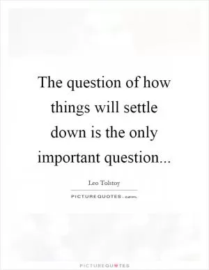 The question of how things will settle down is the only important question Picture Quote #1