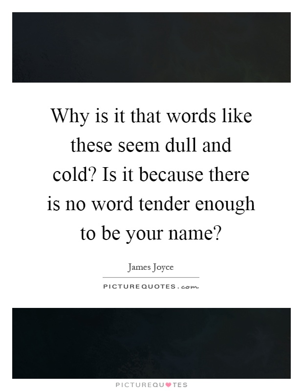 Why is it that words like these seem dull and cold? Is it because there is no word tender enough to be your name? Picture Quote #1