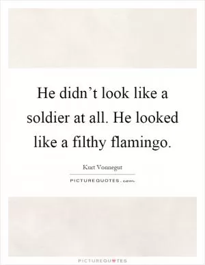 He didn’t look like a soldier at all. He looked like a filthy flamingo Picture Quote #1