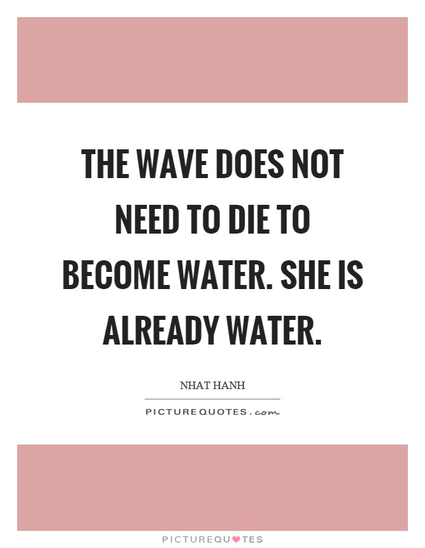 The wave does not need to die to become water. She is already water Picture Quote #1