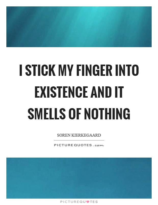 I stick my finger into existence and it smells of nothing Picture Quote #1