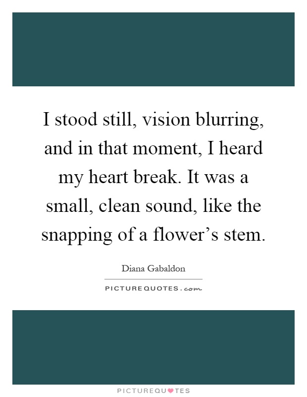 I stood still, vision blurring, and in that moment, I heard my heart break. It was a small, clean sound, like the snapping of a flower's stem Picture Quote #1