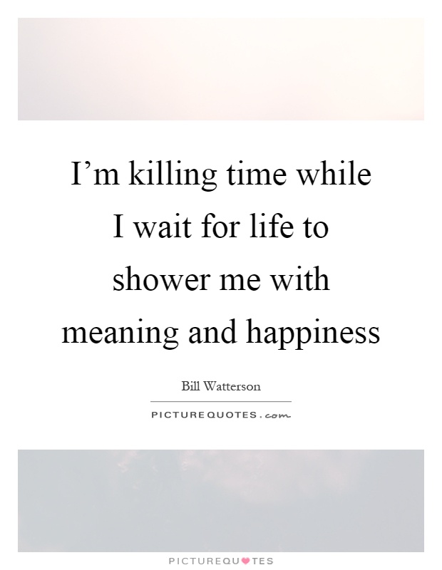 I'm killing time while I wait for life to shower me with meaning and happiness Picture Quote #1