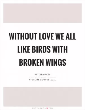 Without love we all like birds with broken wings Picture Quote #1