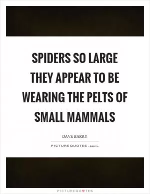 Spiders so large they appear to be wearing the pelts of small mammals Picture Quote #1