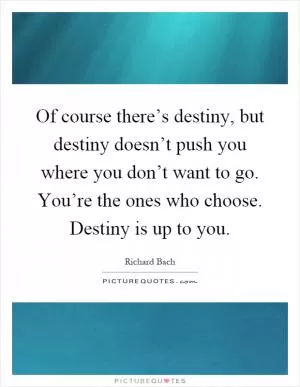 Of course there’s destiny, but destiny doesn’t push you where you don’t want to go. You’re the ones who choose. Destiny is up to you Picture Quote #1