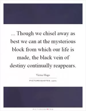 ... Though we chisel away as best we can at the mysterious block from which our life is made, the black vein of destiny continually reappears Picture Quote #1