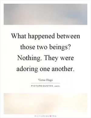 What happened between those two beings? Nothing. They were adoring one another Picture Quote #1