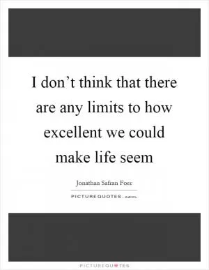 I don’t think that there are any limits to how excellent we could make life seem Picture Quote #1