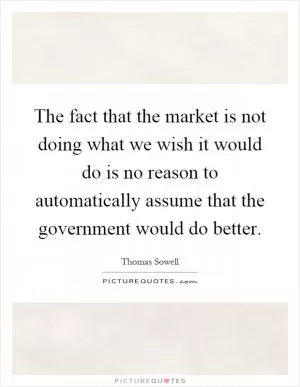 The fact that the market is not doing what we wish it would do is no reason to automatically assume that the government would do better Picture Quote #1