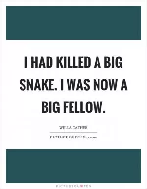 I had killed a big snake. I was now a big fellow Picture Quote #1