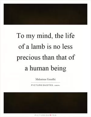 To my mind, the life of a lamb is no less precious than that of a human being Picture Quote #1