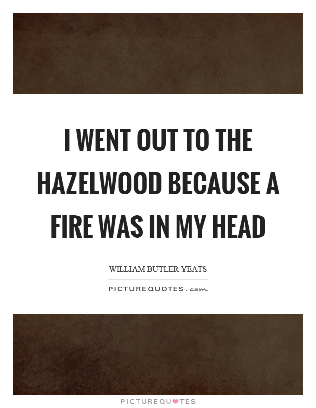 I went out to the hazelwood because a fire was in my head Picture Quote #1