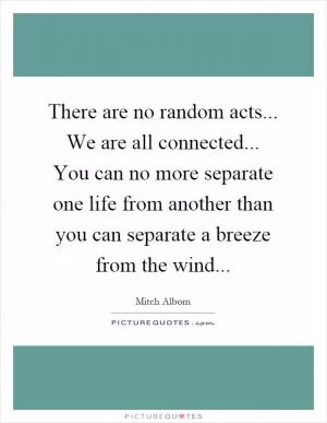 There are no random acts... We are all connected... You can no more separate one life from another than you can separate a breeze from the wind Picture Quote #1