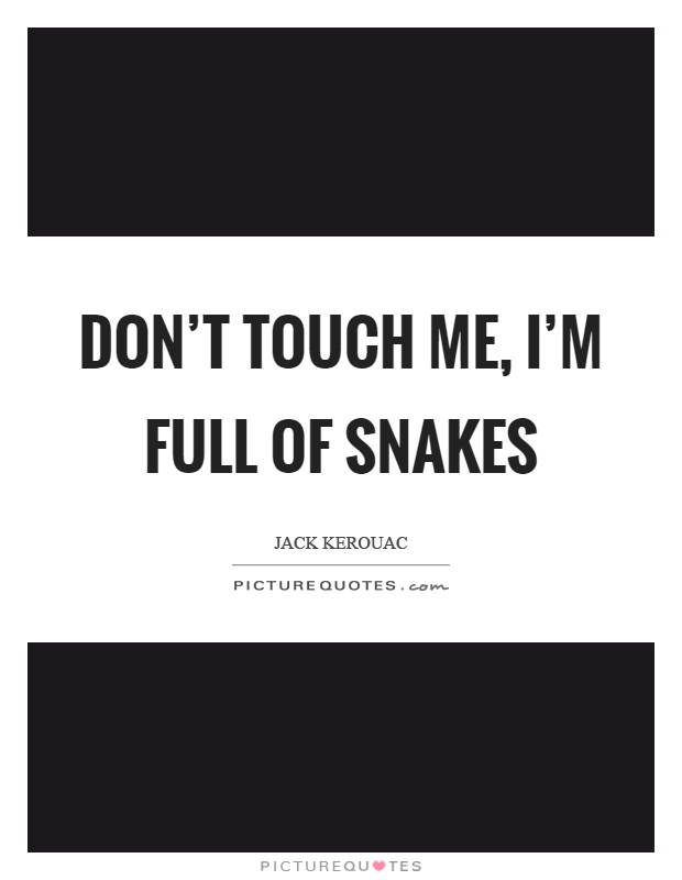 Don't touch me, I'm full of snakes Picture Quote #1