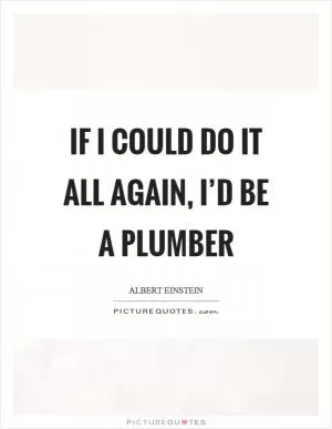 If I could do it all again, I’d be a plumber Picture Quote #1