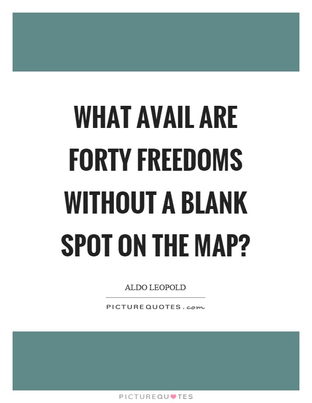 What avail are forty freedoms without a blank spot on the map? Picture Quote #1