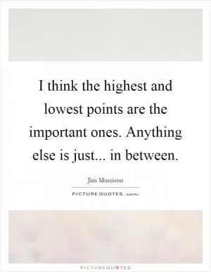 I think the highest and lowest points are the important ones. Anything else is just... in between Picture Quote #1