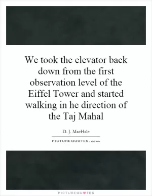 We took the elevator back down from the first observation level of the Eiffel Tower and started walking in he direction of the Taj Mahal Picture Quote #1