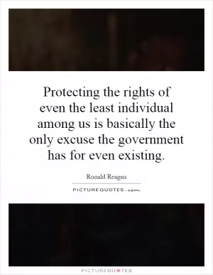 Protecting the rights of even the least individual among us is basically the only excuse the government has for even existing Picture Quote #1