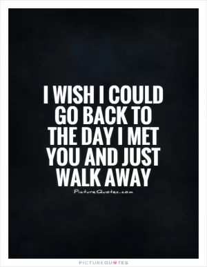 I wish I could go back to the day I met you and just walk away Picture Quote #1