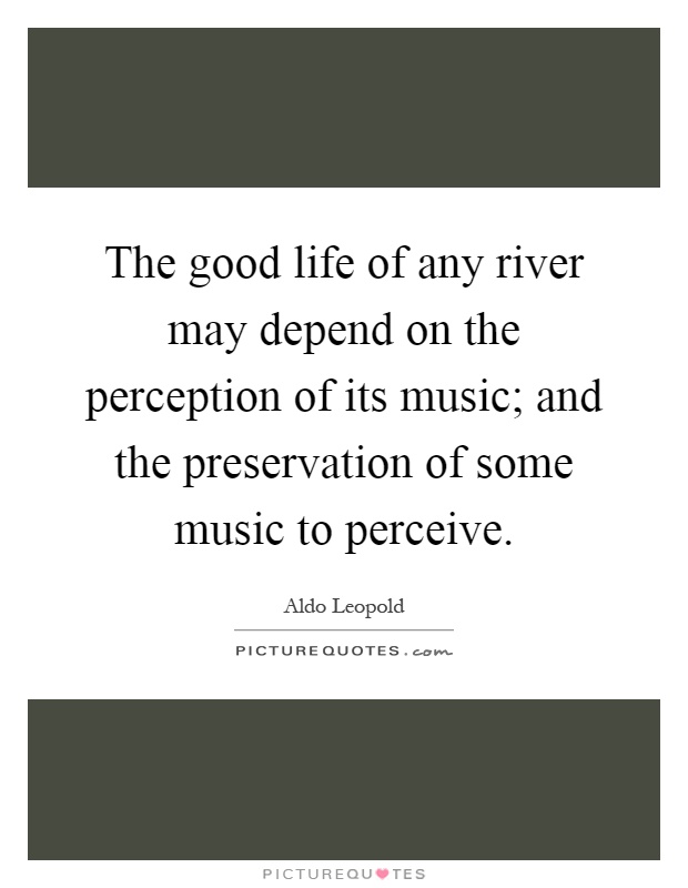 The good life of any river may depend on the perception of its music; and the preservation of some music to perceive Picture Quote #1