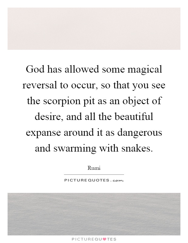 God has allowed some magical reversal to occur, so that you see the scorpion pit as an object of desire, and all the beautiful expanse around it as dangerous and swarming with snakes Picture Quote #1