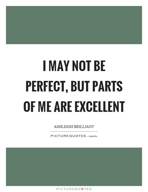 I may not be perfect, but parts of me are excellent Picture Quote #1