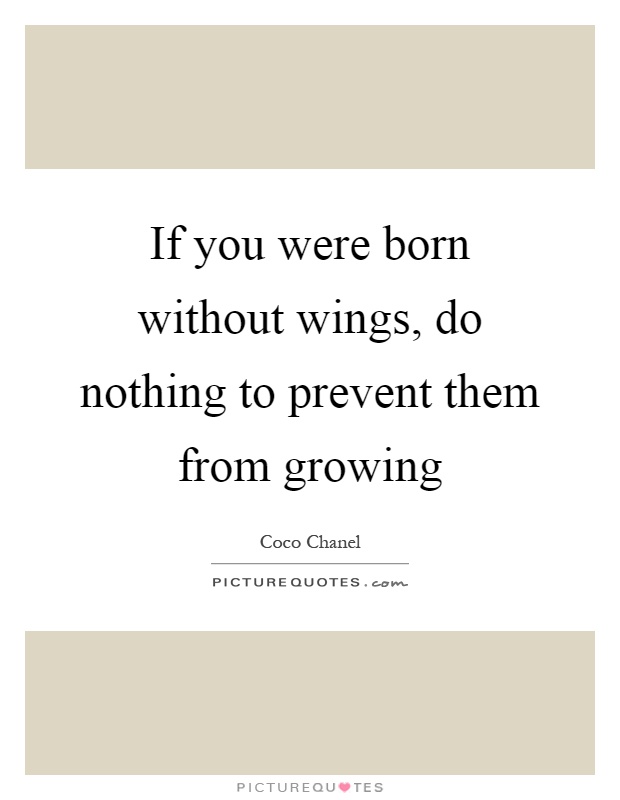 If you were born without wings, do nothing to prevent them from growing Picture Quote #1