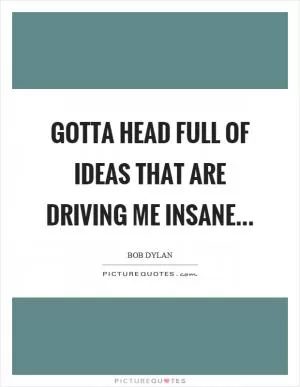 Gotta head full of ideas that are driving me insane Picture Quote #1