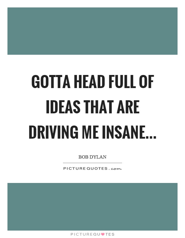Gotta head full of ideas that are driving me insane Picture Quote #1