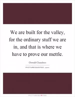 We are built for the valley, for the ordinary stuff we are in, and that is where we have to prove our mettle Picture Quote #1