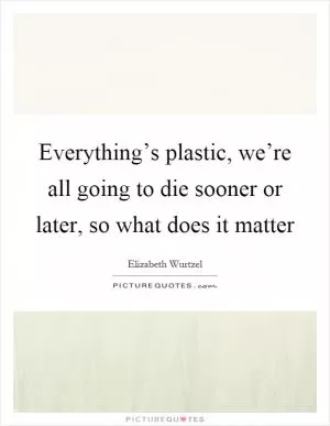 Everything’s plastic, we’re all going to die sooner or later, so what does it matter Picture Quote #1