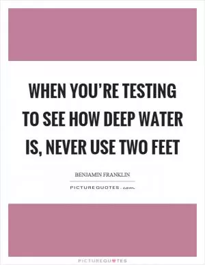 When you’re testing to see how deep water is, never use two feet Picture Quote #1
