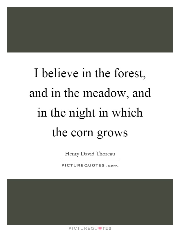 I believe in the forest, and in the meadow, and in the night in which the corn grows Picture Quote #1