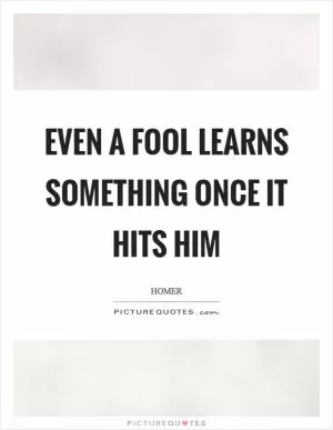 Even a fool learns something once it hits him Picture Quote #1