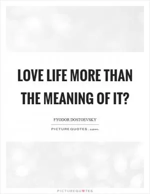 Love life more than the meaning of it? Picture Quote #1