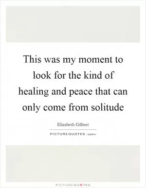 This was my moment to look for the kind of healing and peace that can only come from solitude Picture Quote #1