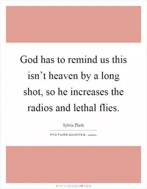God has to remind us this isn’t heaven by a long shot, so he increases the radios and lethal flies Picture Quote #1