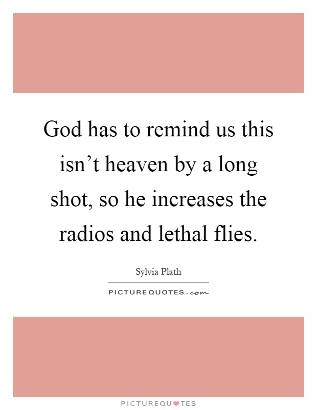 God has to remind us this isn't heaven by a long shot, so he increases the radios and lethal flies Picture Quote #1