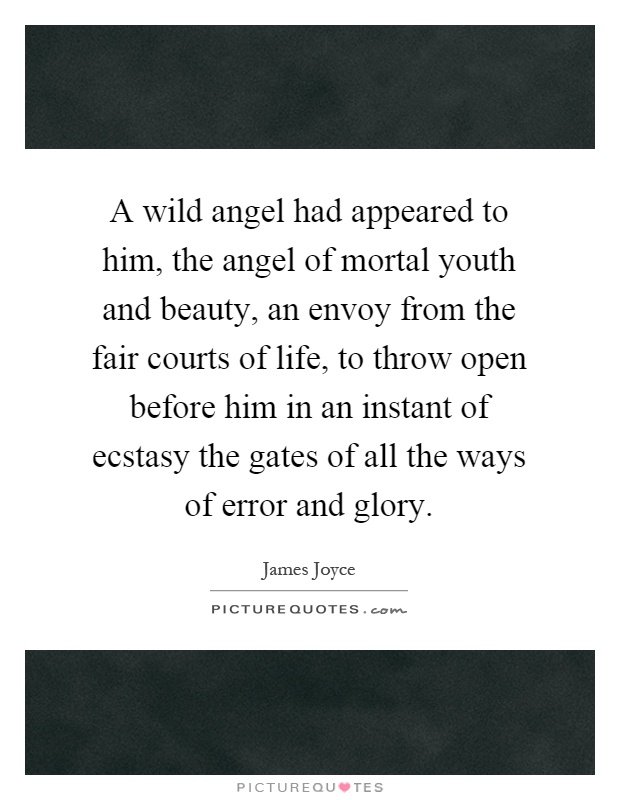 A wild angel had appeared to him, the angel of mortal youth and beauty, an envoy from the fair courts of life, to throw open before him in an instant of ecstasy the gates of all the ways of error and glory Picture Quote #1