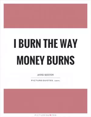 I burn the way money burns Picture Quote #1