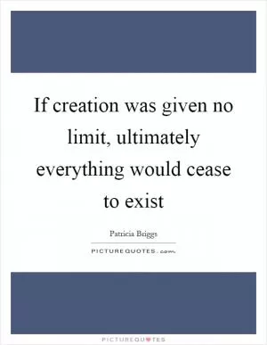 If creation was given no limit, ultimately everything would cease to exist Picture Quote #1